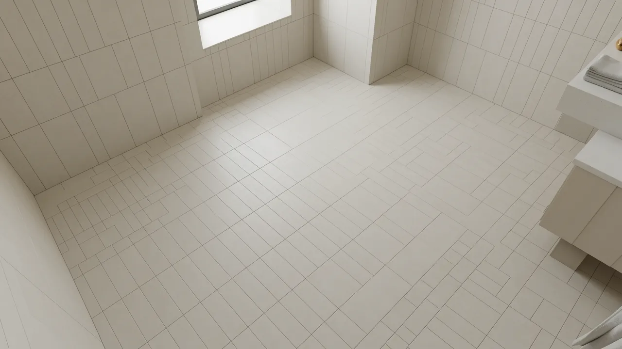 Bathroom tile layout showing floor and wall tile planning