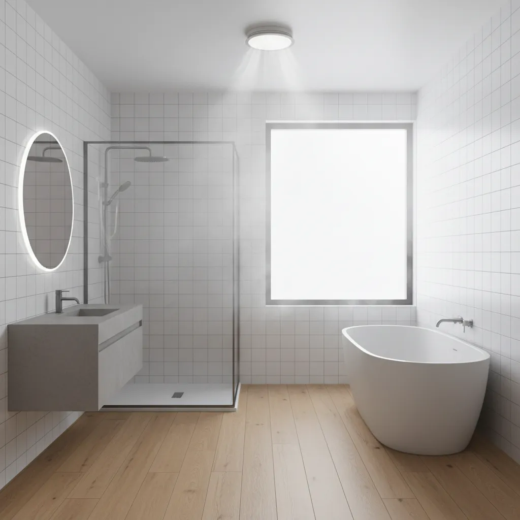 Bathroom exhaust fan ventilation reducing humidity after shower