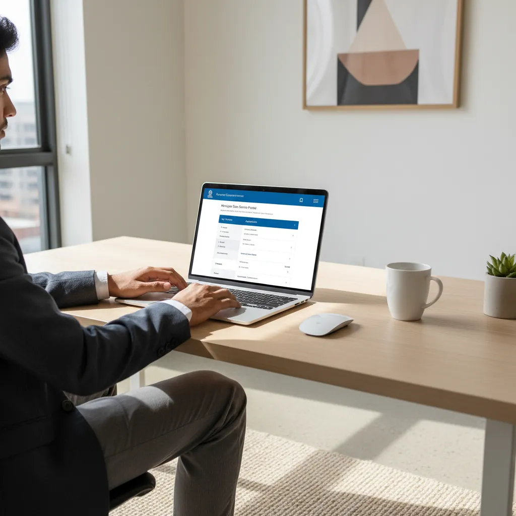 Person using laptop to access BBMP online citizen services portal