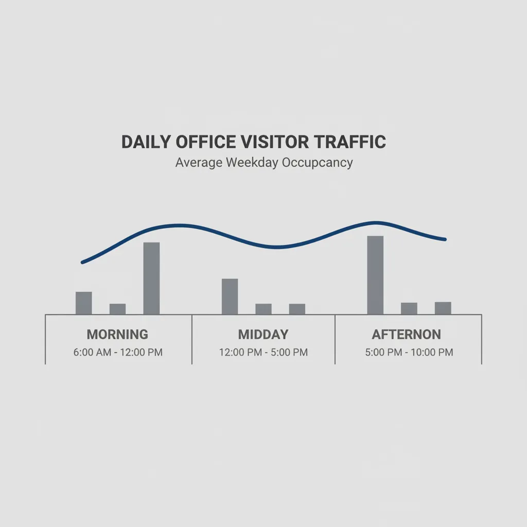 Visual diagram showing peak and off peak visiting hours at a government office