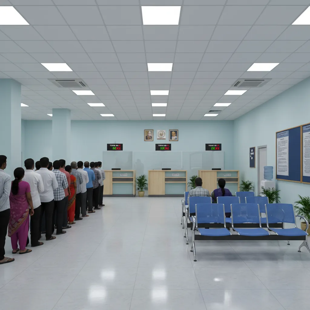 BBMP ward office interior with service counters and waiting area