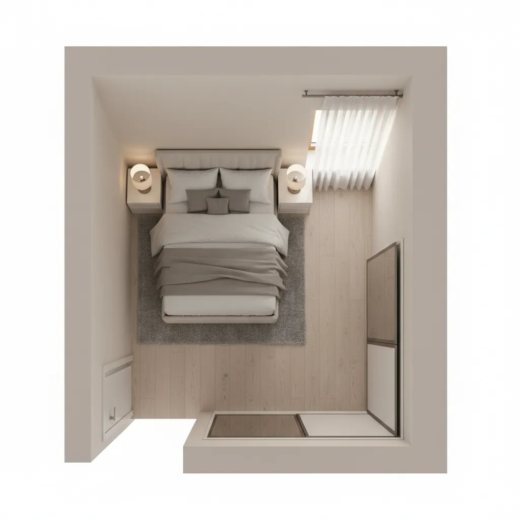 Bedroom layout where bed blocks circulation path