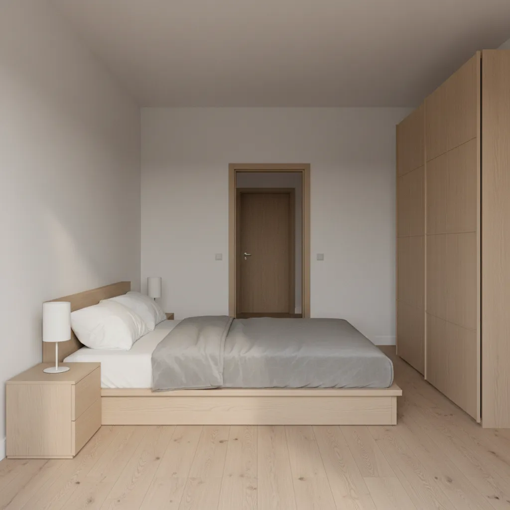 Bedroom layout showing bed directly facing the door considered an unlucky placement