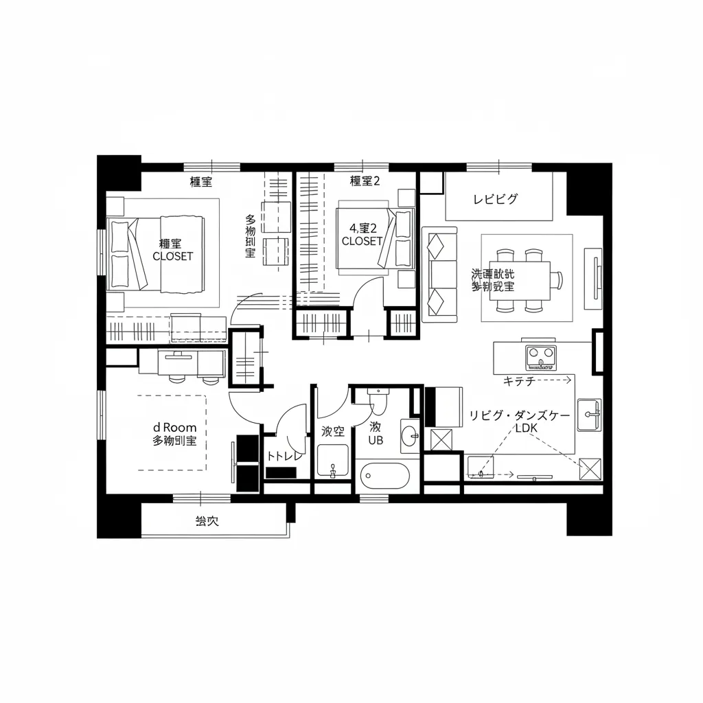 寝室＋d roomの役割を反転させる