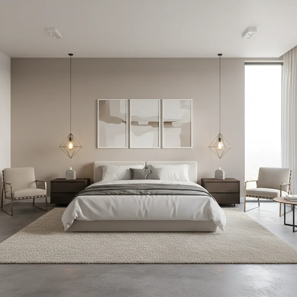 Bedroom layout showing balanced bed placement and bedside tables