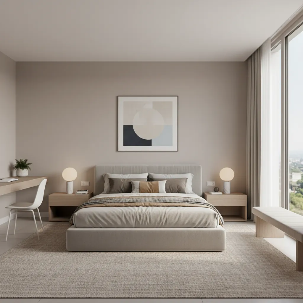 Bedroom layout showing how wall color interacts with room size