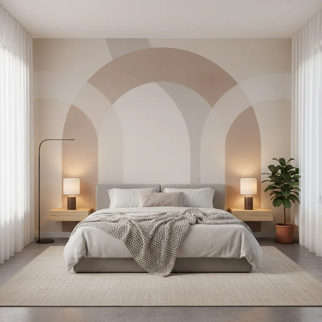 bedroom accent wall created with mural style wall sticker