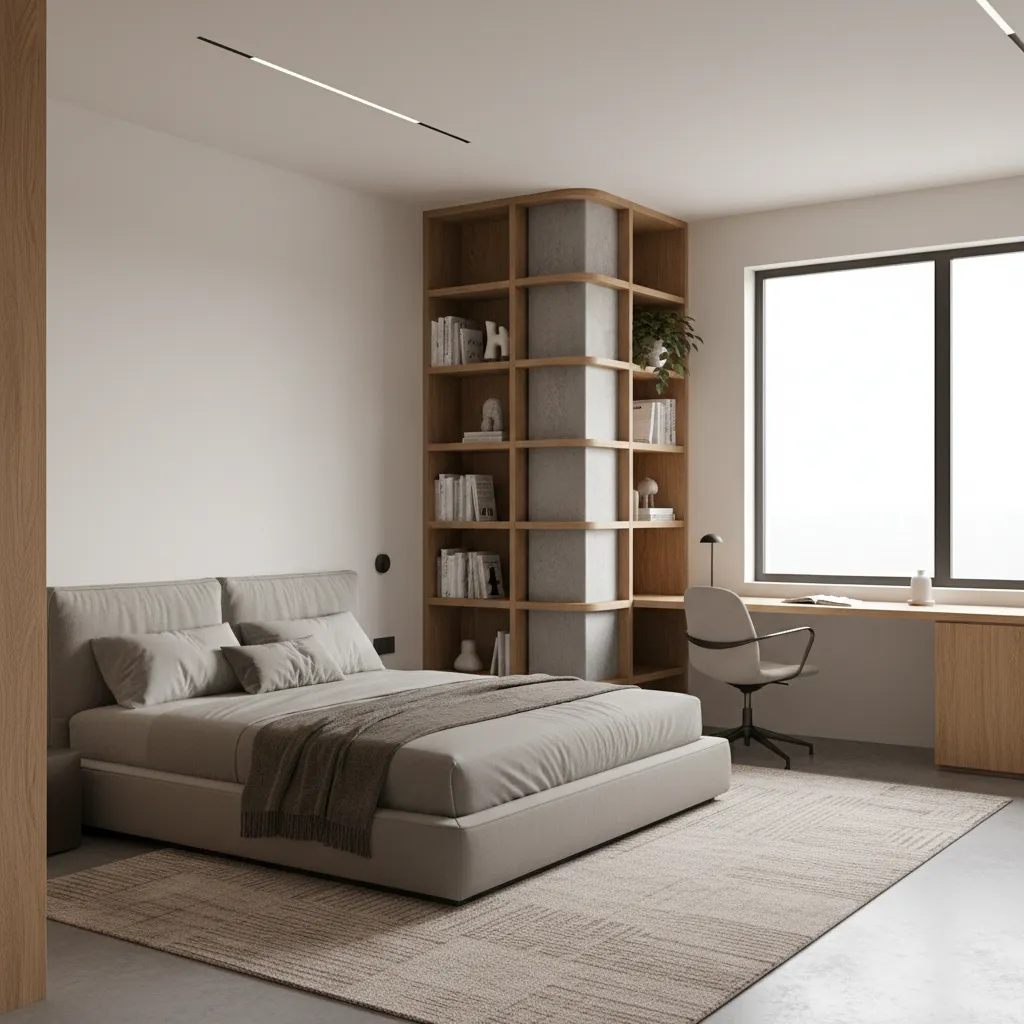 Space-Saving Ideas for Bedrooms with Pillars