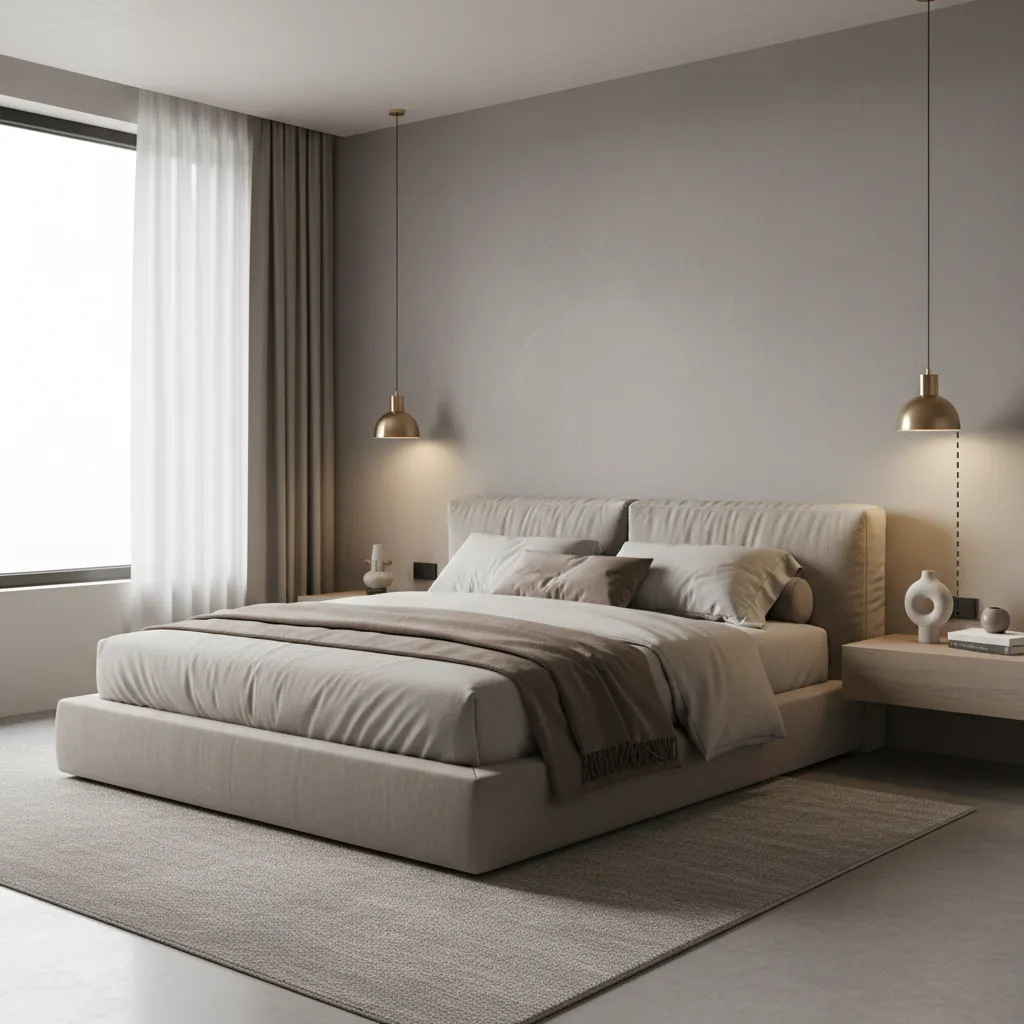 Bedroom wall sconce installed at correct height above mattress and nightstand