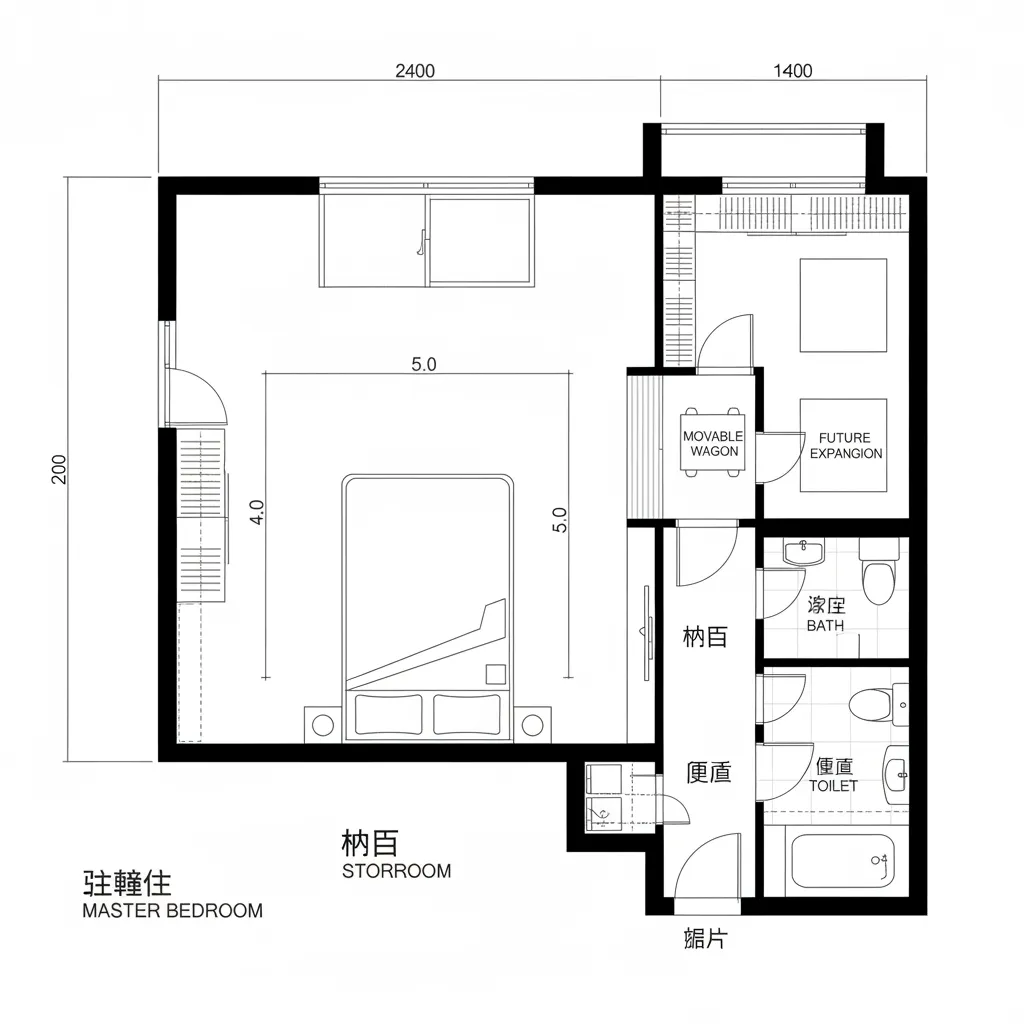 寝室と納戸の連携ユニット