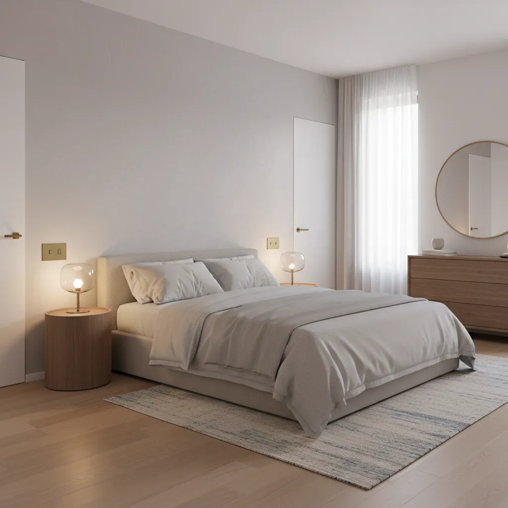 bedroom lighting controlled by switches near door and bedside