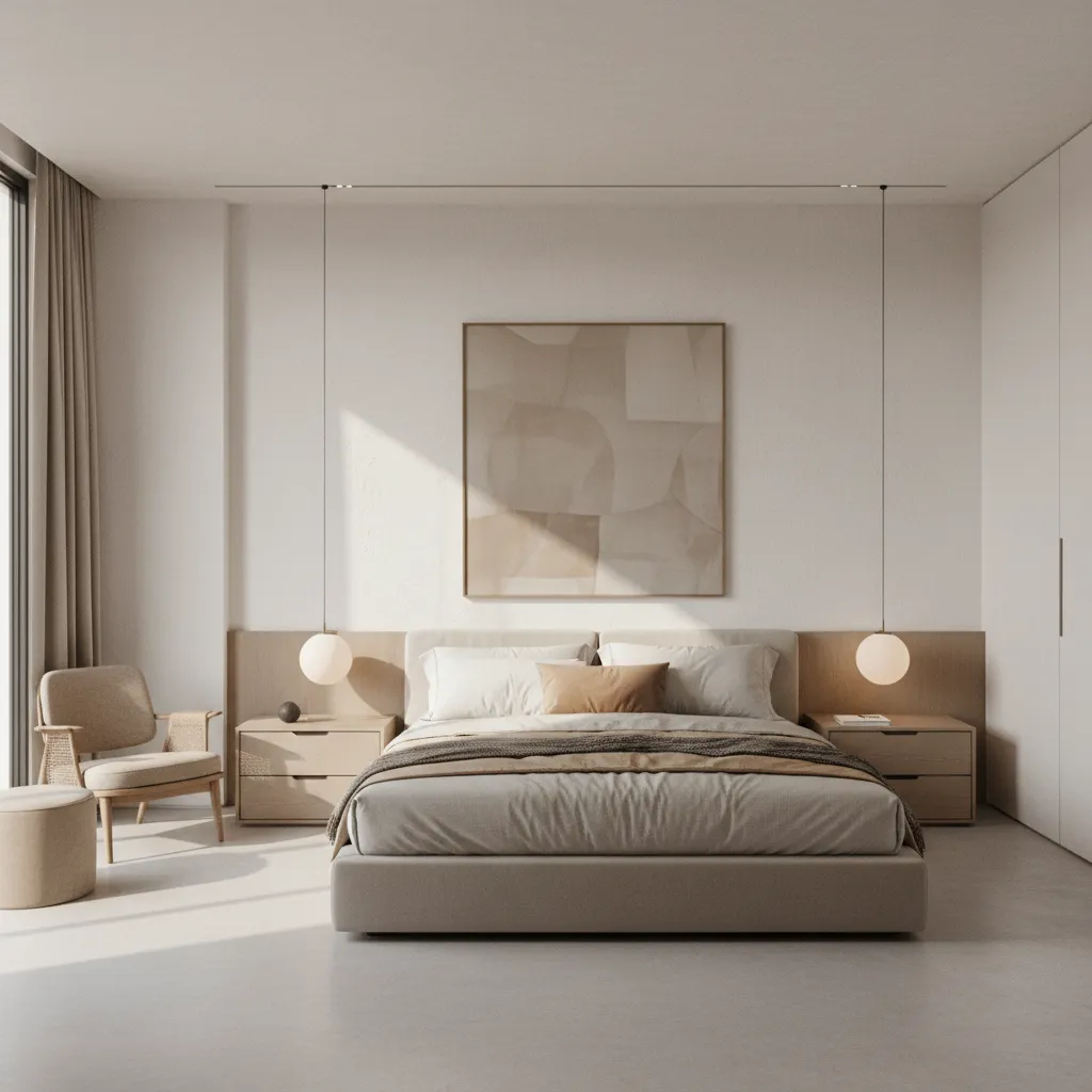 Bedroom layout showing sunlight direction from windows affecting interior lighting