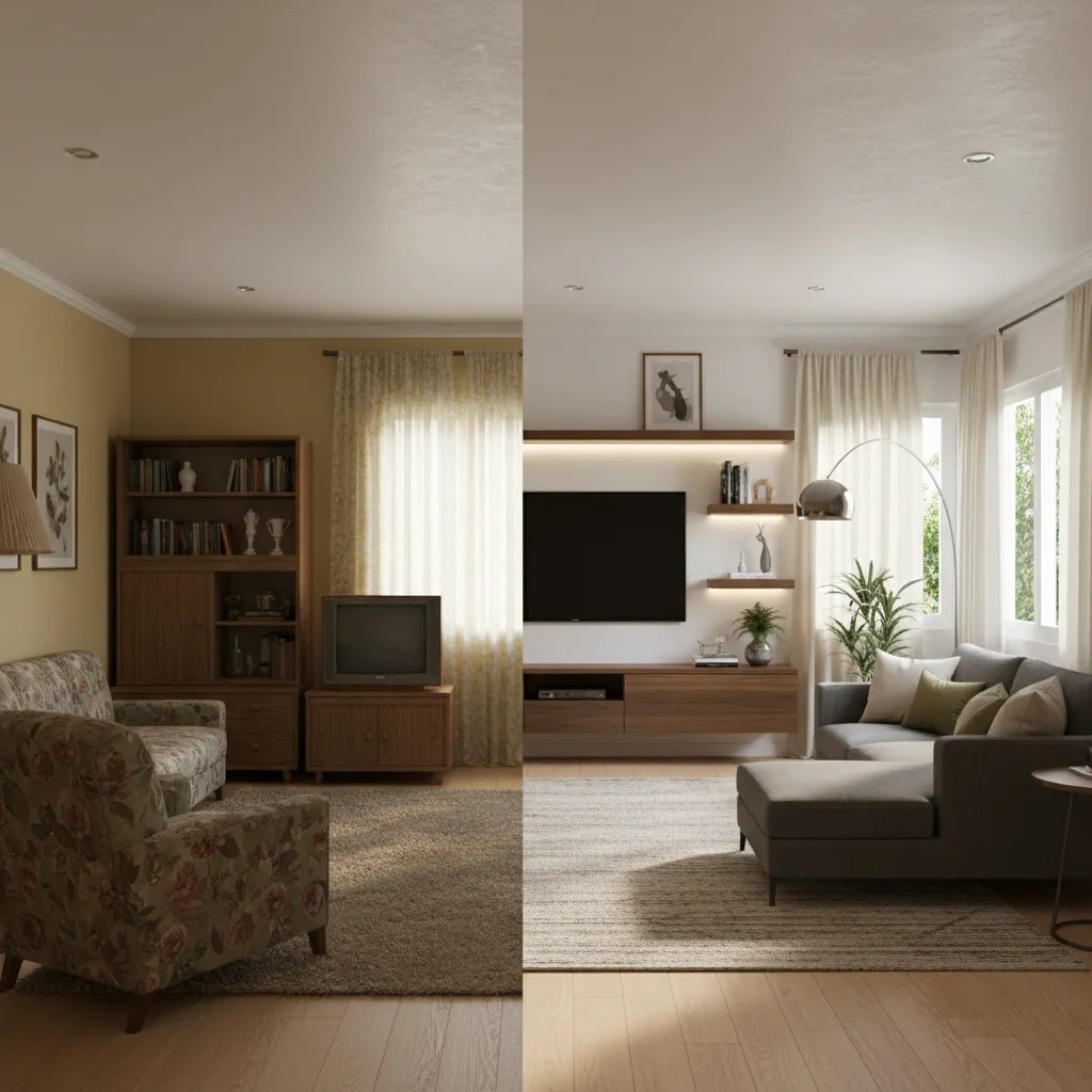 Before and after home renovation transformation comparison