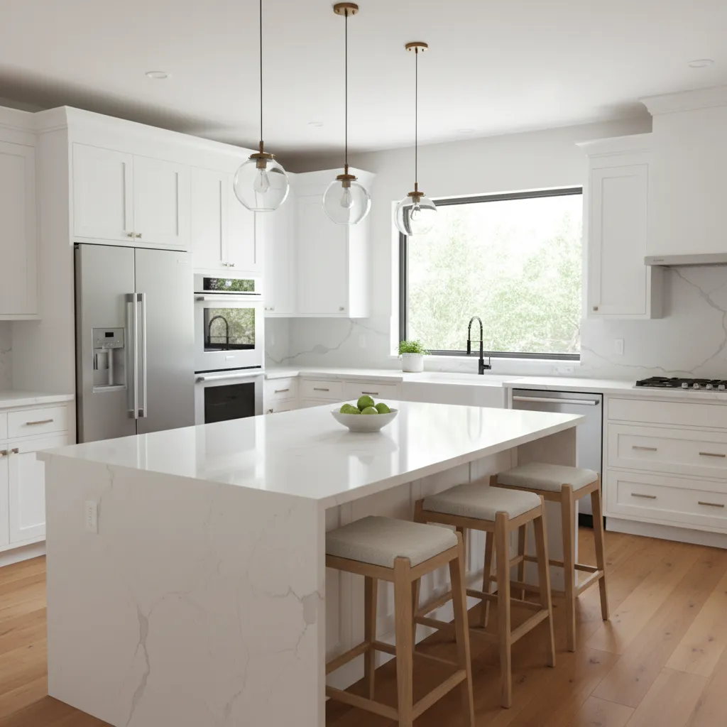 Comparison style modern remodeled kitchen interior representing increased home value