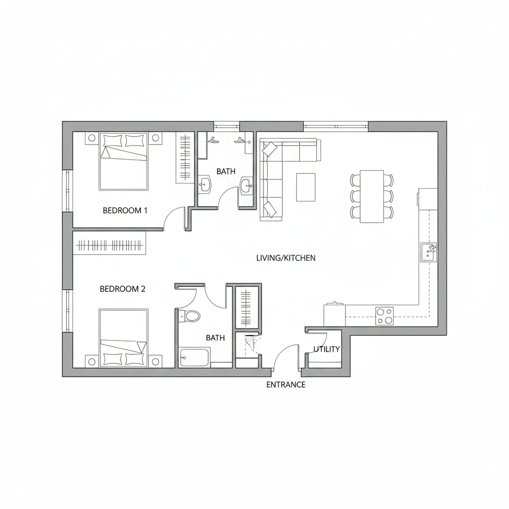 simple home floor plan created with beginner friendly offline floor plan creator