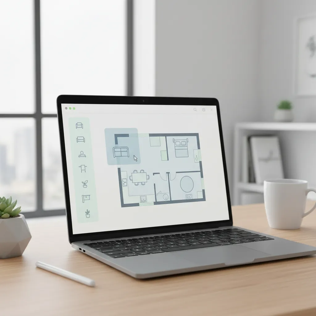 Simple drag and drop room planner interface designed for beginners