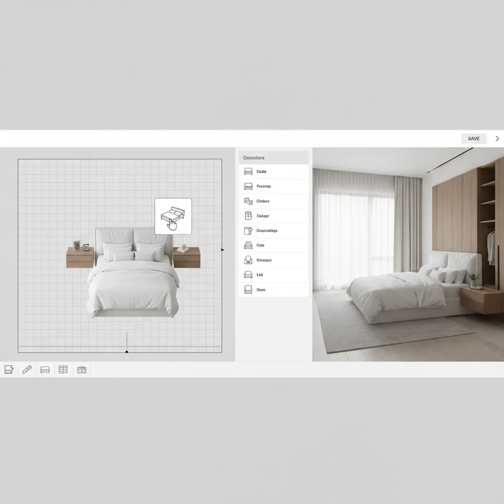 Simple drag and drop interior design software showing a room layout