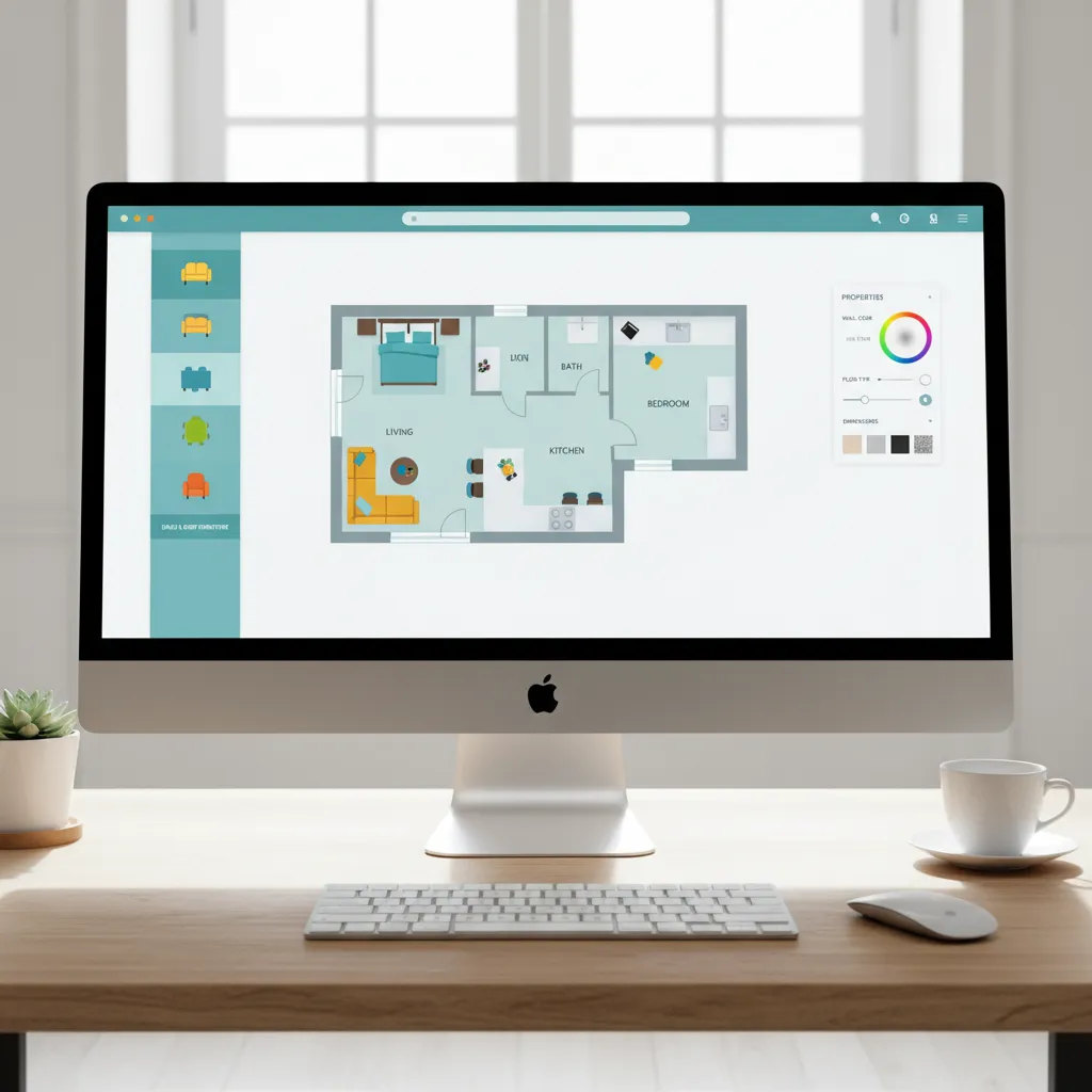 Beginner-friendly home design software interface with drag and drop furniture