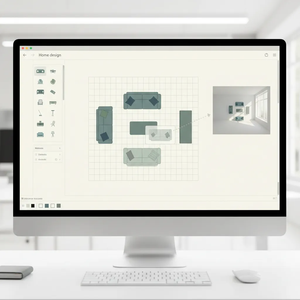Beginner friendly home design software interface with drag and drop furniture