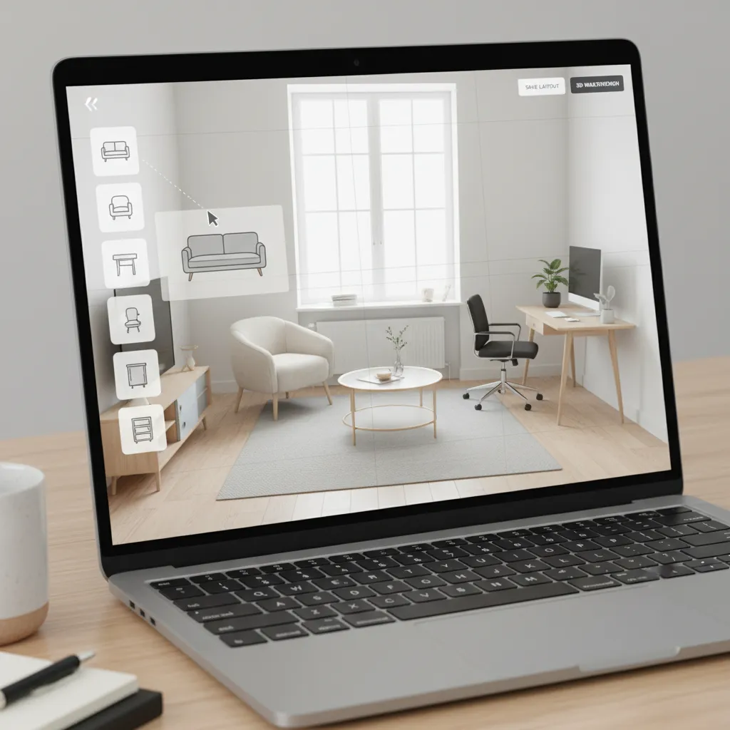 Beginner using drag and drop room planner interior design software
