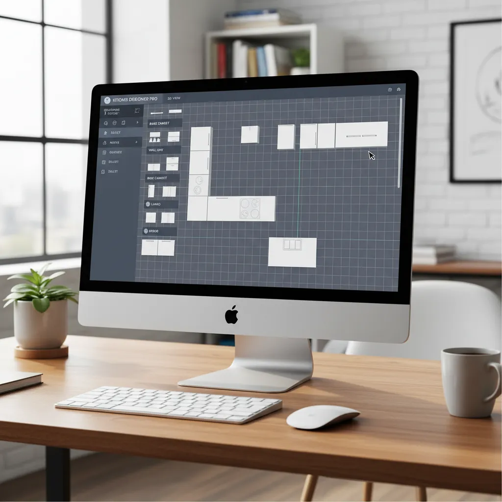 User interface of beginner friendly kitchen layout planner software