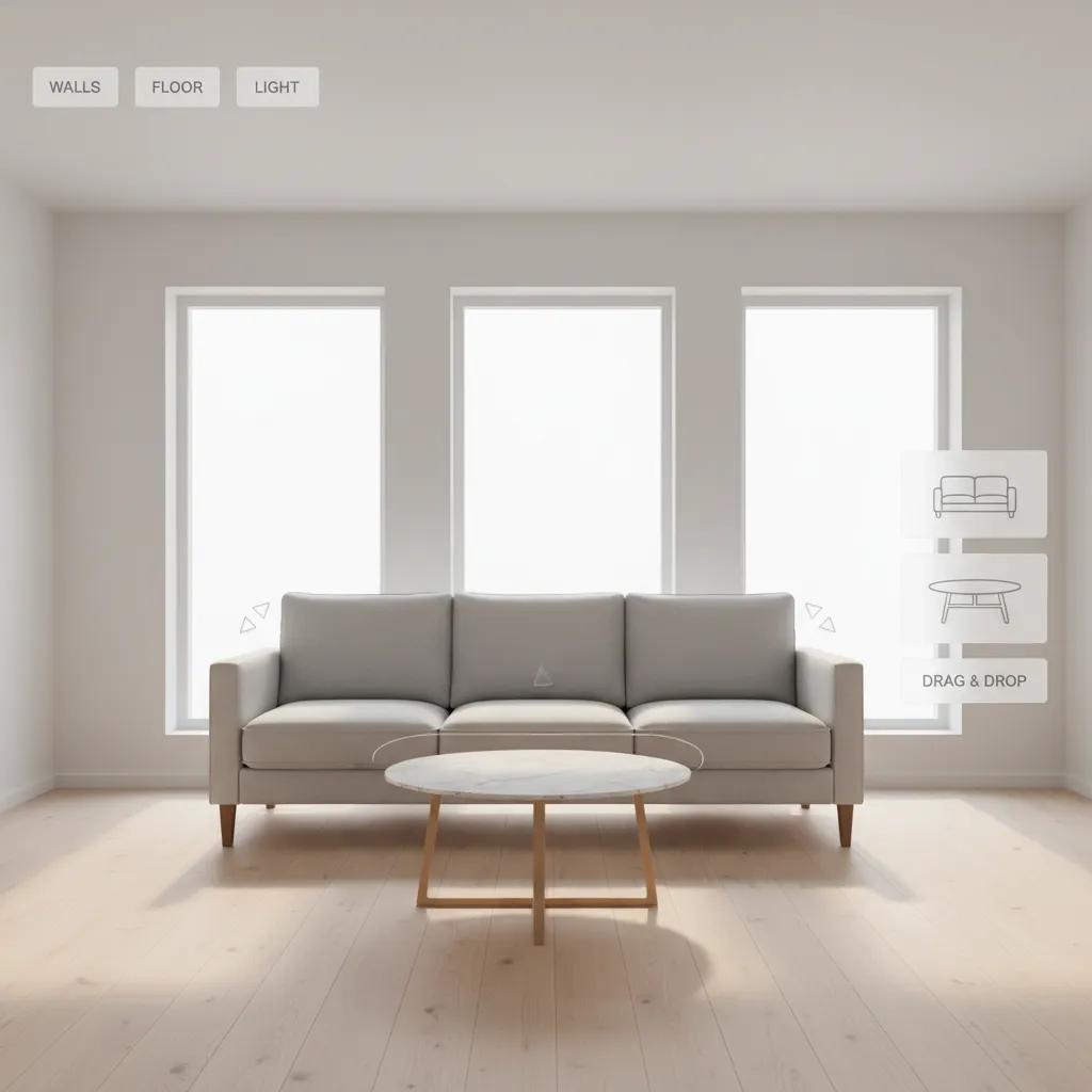 beginner level home design game showing simple living room decoration choices