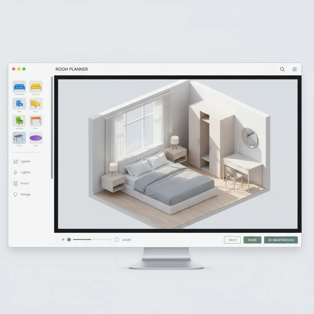 Beginner friendly room planner interior design software with drag and drop furniture