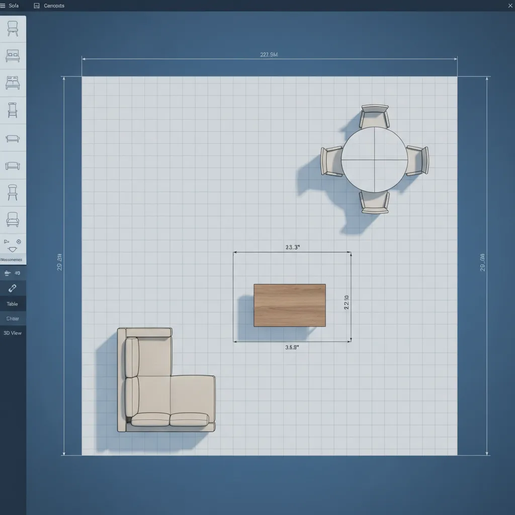 Beginner room planning layout with furniture arrangement
