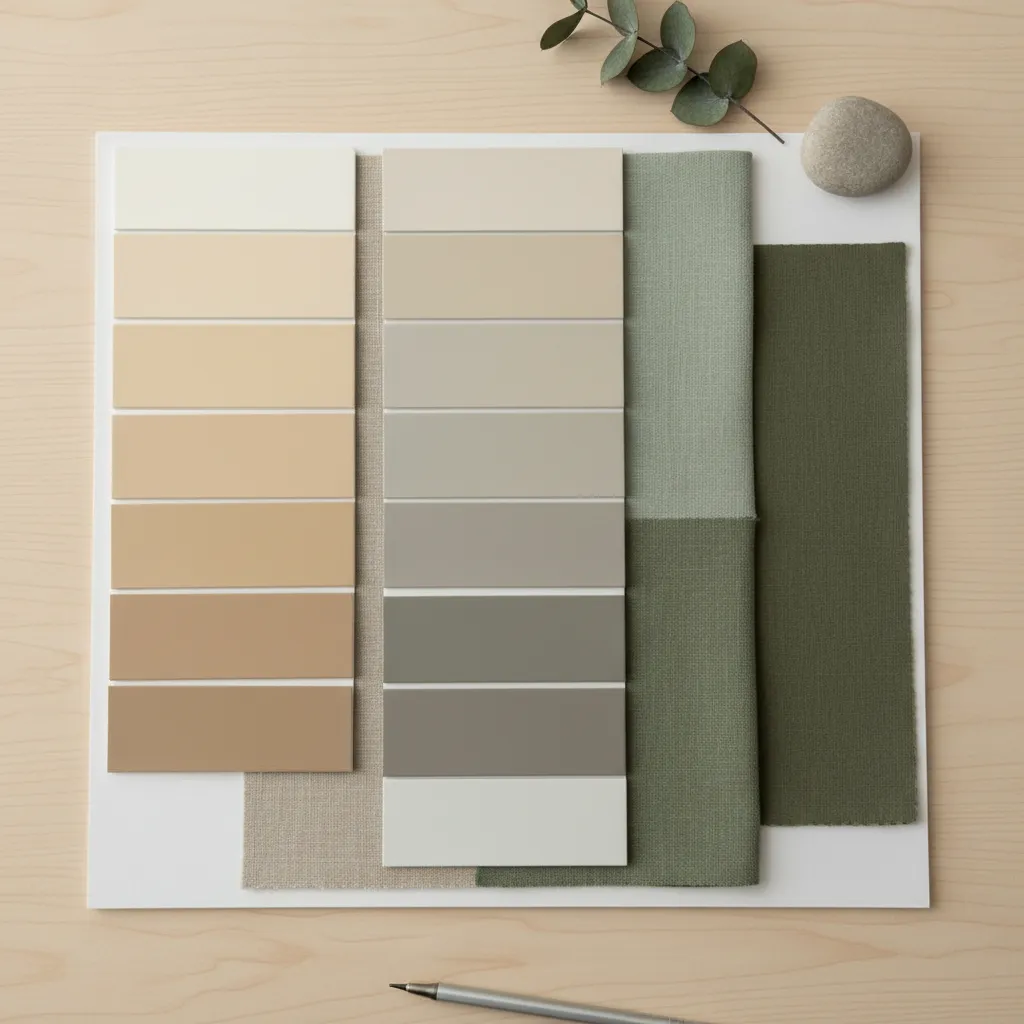 Comparison of warm beige and cool beige with green samples