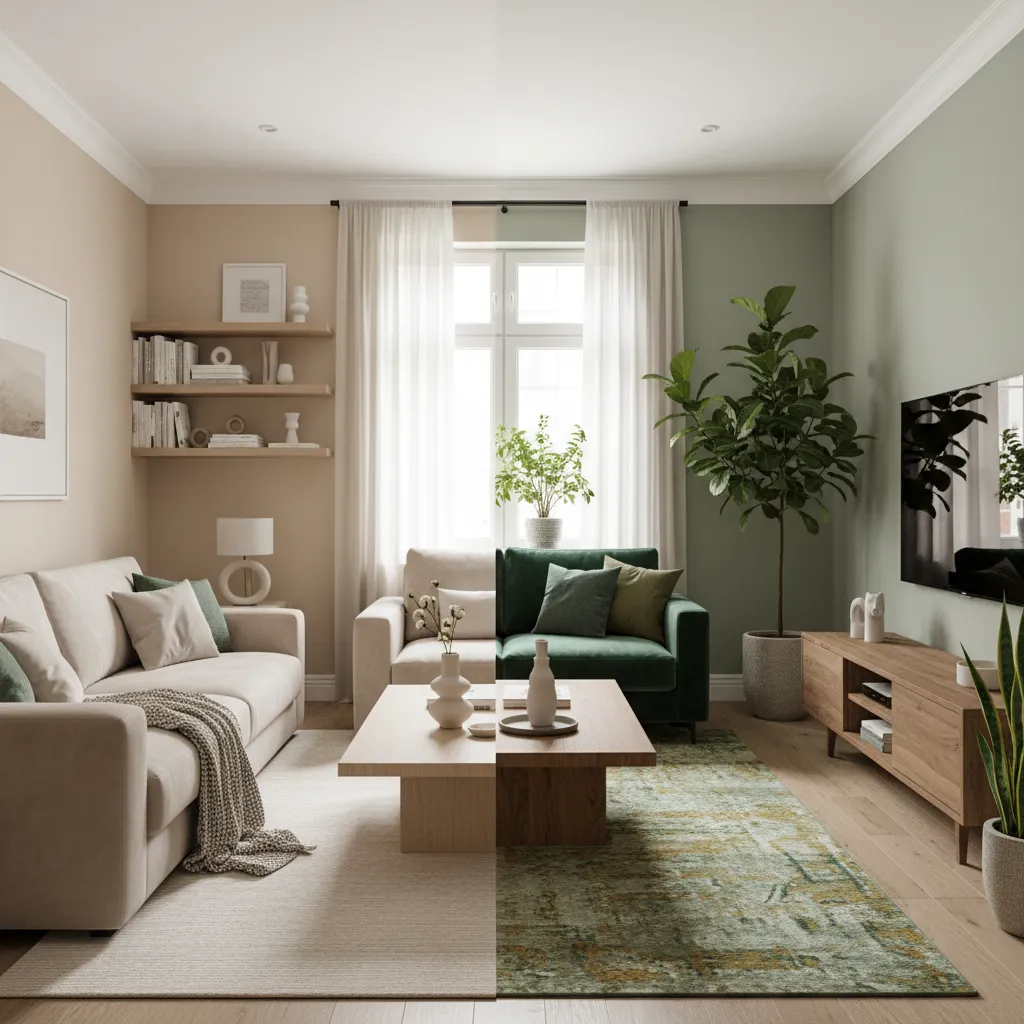 Beige vs Green Dominant Living Rooms: How to Choose the Right Balance
