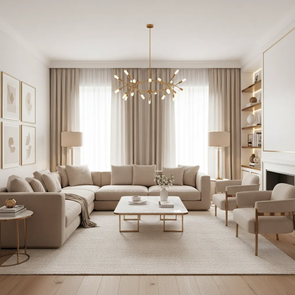 Beige White Gold Living Room Color Balance Guide