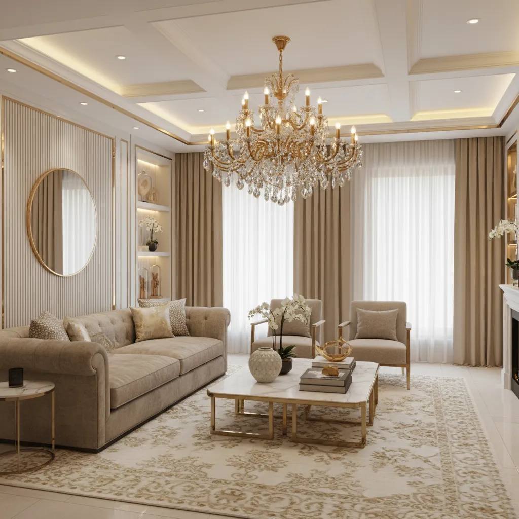 Best Lighting for a Beige, White, and Gold Living Room