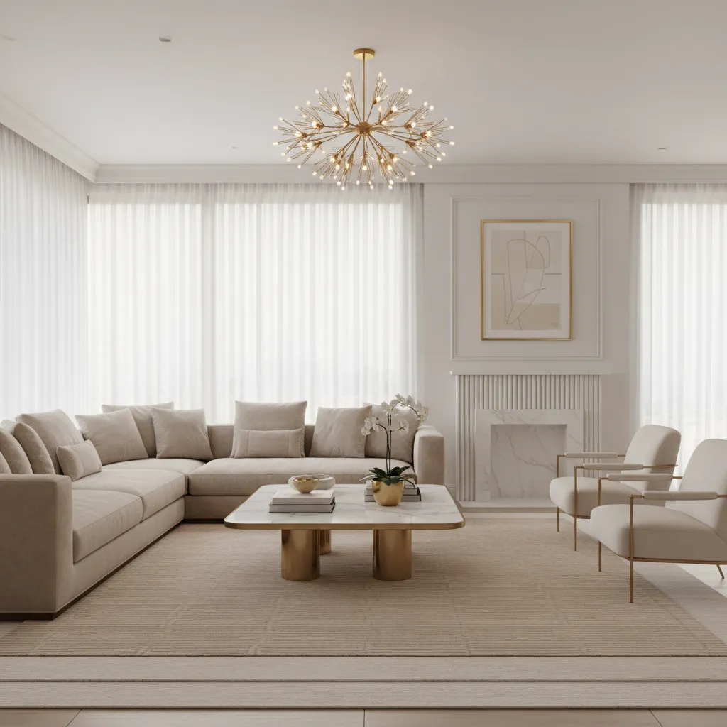 How Interior Designers Use Beige White and Gold in Luxury Living Rooms