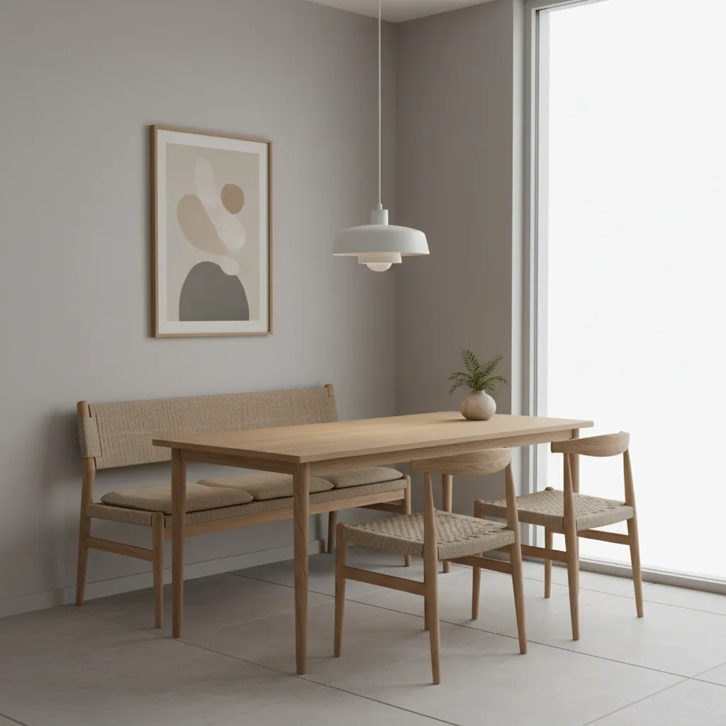 bench seating used in a compact dining room