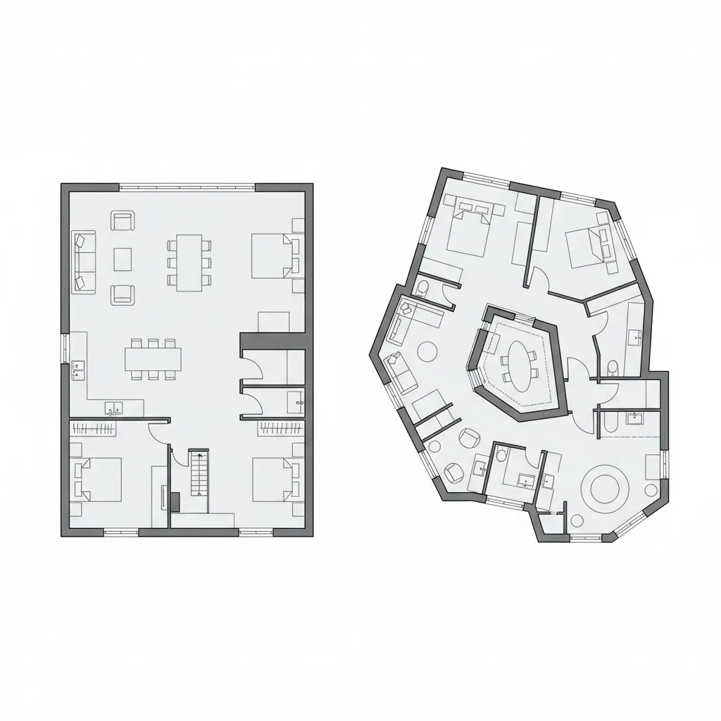 Perbandingan denah rumah sederhana dan kompleks