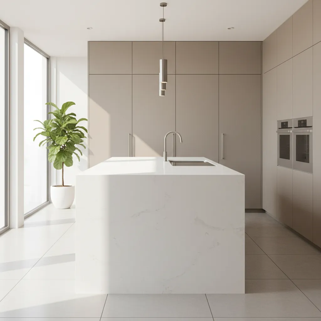 modern kitchen countertop with beveled edge profile