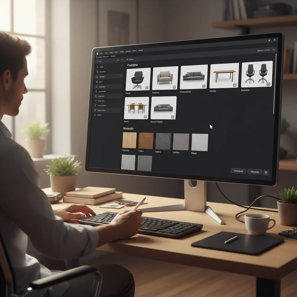 Catálogo digital de muebles dentro de un programa de diseño de interiores