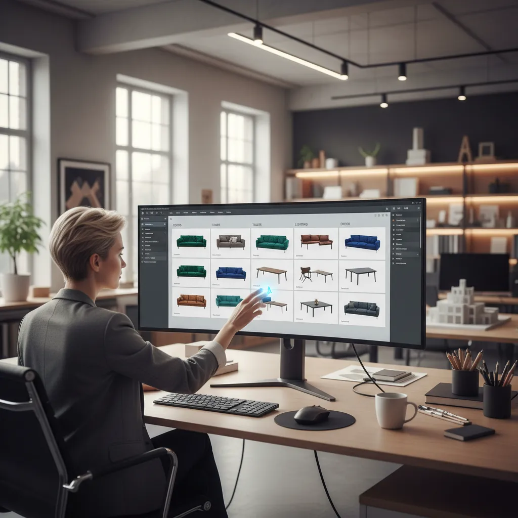 Biblioteca digital de muebles dentro de un programa de diseño de interiores