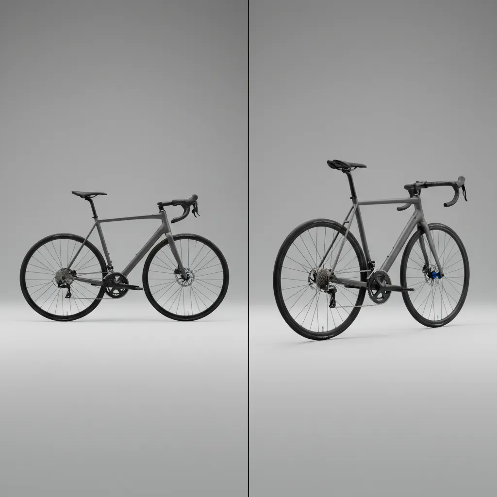 comparison of orthographic and perspective bicycle 3D model views