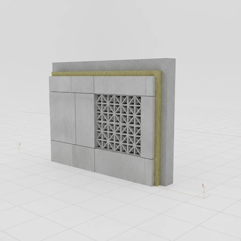Revit BIM ventilator block family placed in architectural wall model