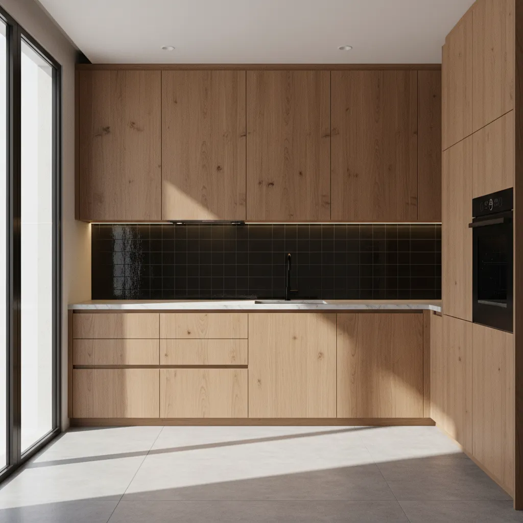 How to Maintain a Black Backsplash in a Kitchen With Wood Cabinets