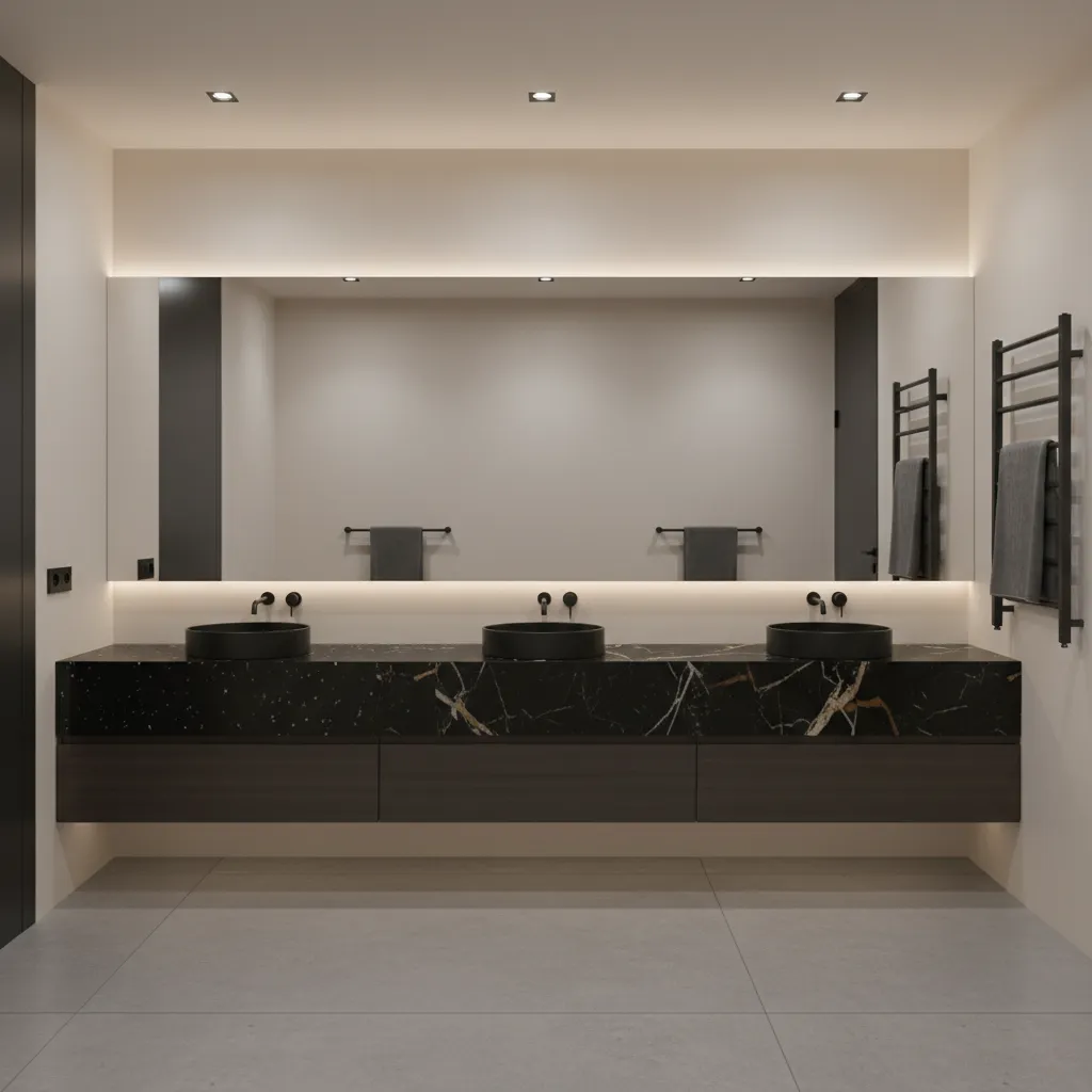 Black Bathroom Countertop Materials Compared Quartz Granite Marble