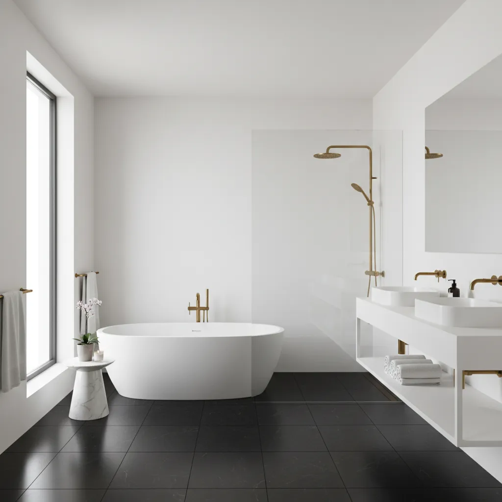 Interior Designers Explain When to Use Black Bathroom Floors
