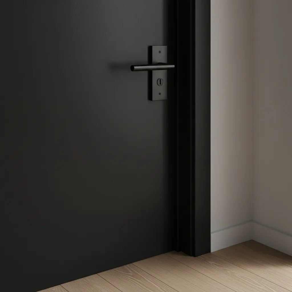 Detalle de puerta negra con manilla moderna