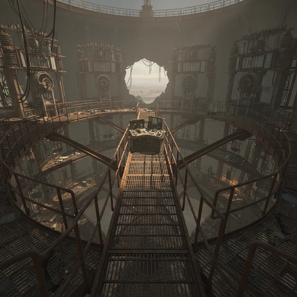 Interior combat area inside Black Mountain tower where super mutants can drop the key