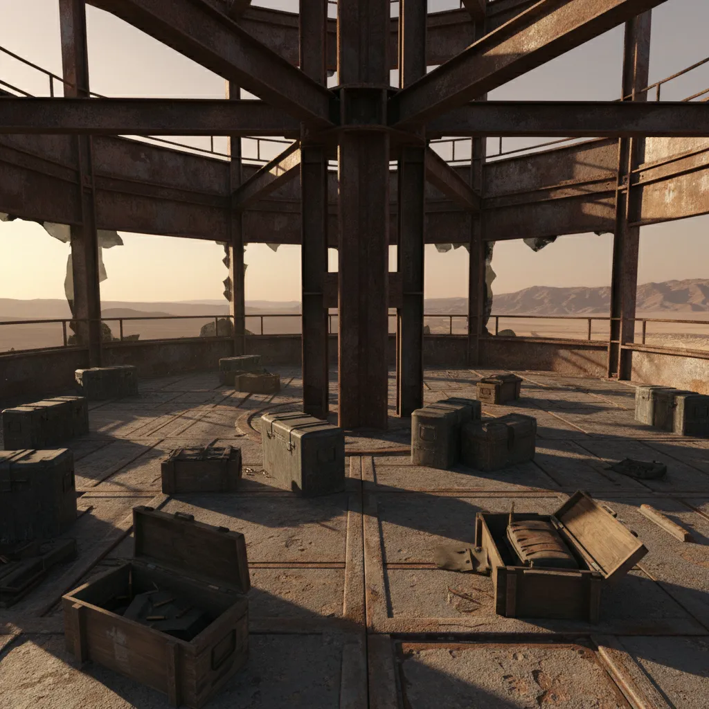 Interior platform area on Black Mountain second floor with containers and equipment