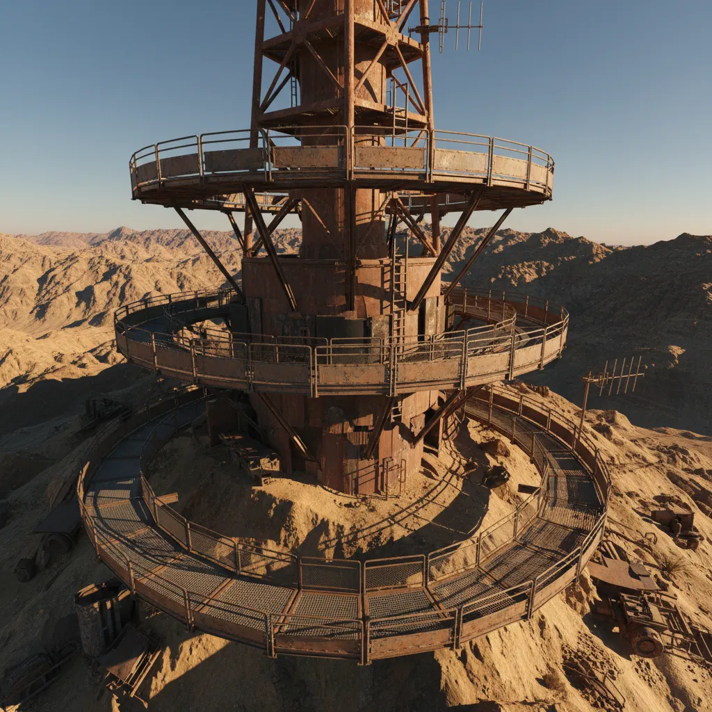 Upper level walkway and alternate access path to the second floor in Black Mountain tower