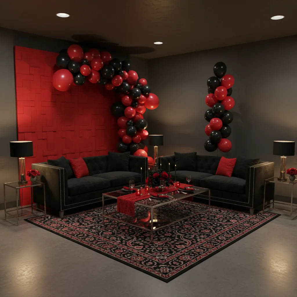 Optimizing Black and Red Party Decorations for Small Venues