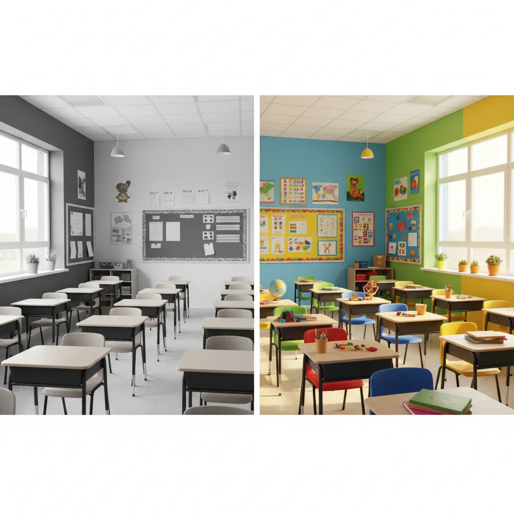 Black and White Classroom Decor vs Colorful Themes for Student Focus