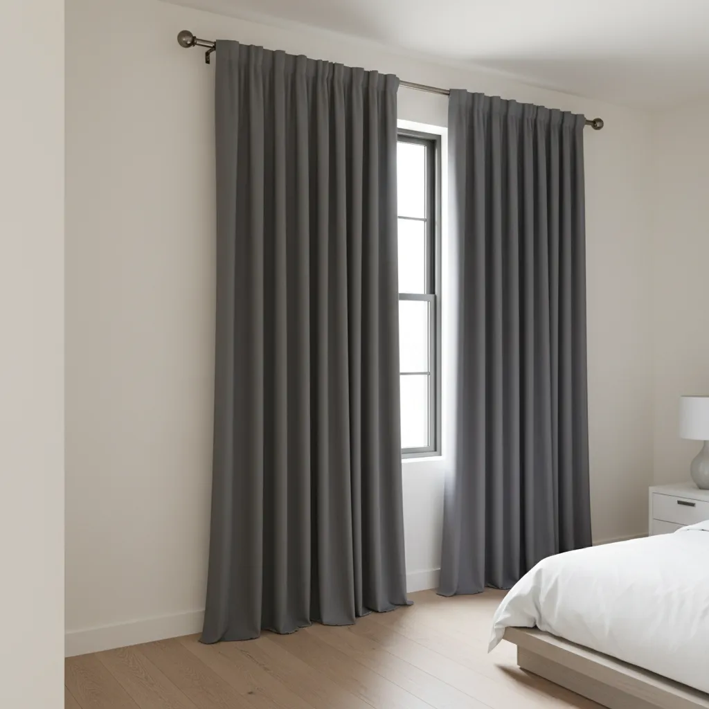 Wraparound curtain rod installation preventing side light leaks with blackout curtains